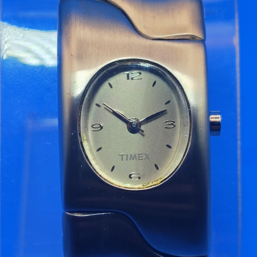 Vintage 1997 Timex Wave Link Heavy Cuff 25mm Women's Quartz Watch Fully Restored